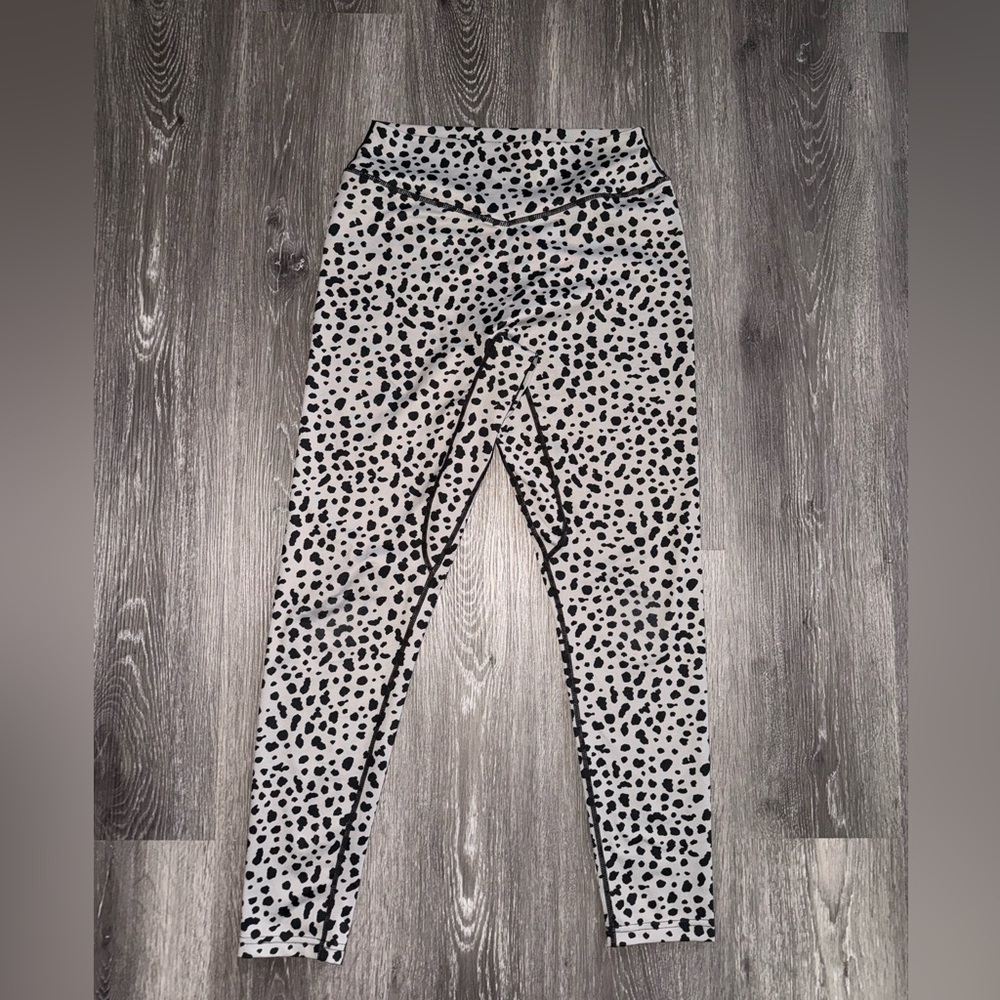 Women Grey & Black Spot Print Leggings - Active